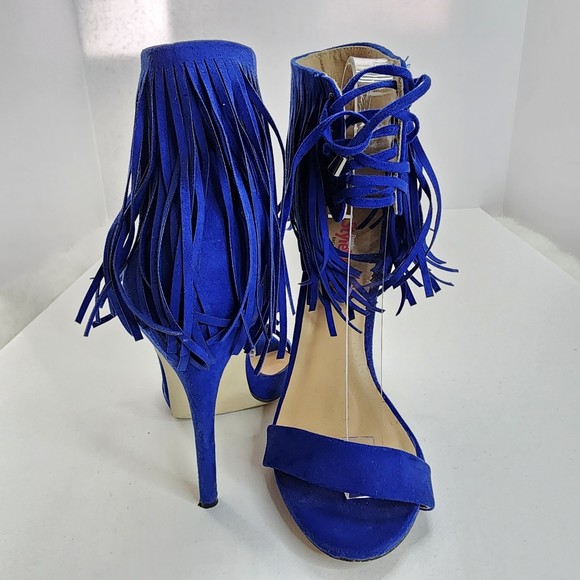 JustFab Sosha Cobalt Blue Sandals Heels Size 6 1/2 - Picture 4 of 11